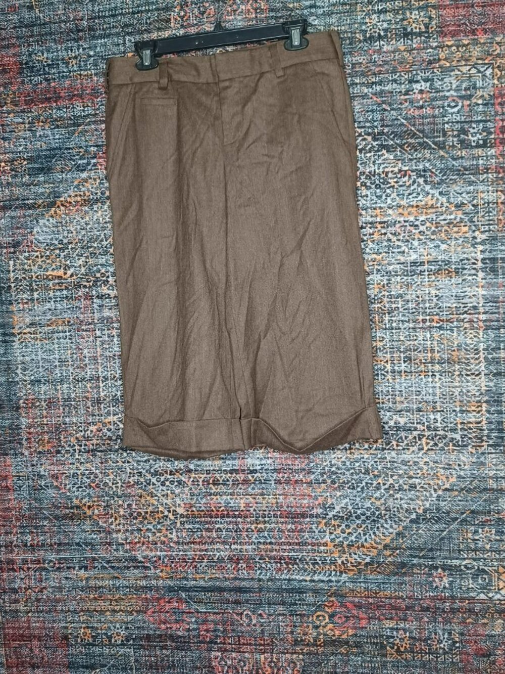 vince. womens brown wool blend cuffed capri pants 6 EUC
